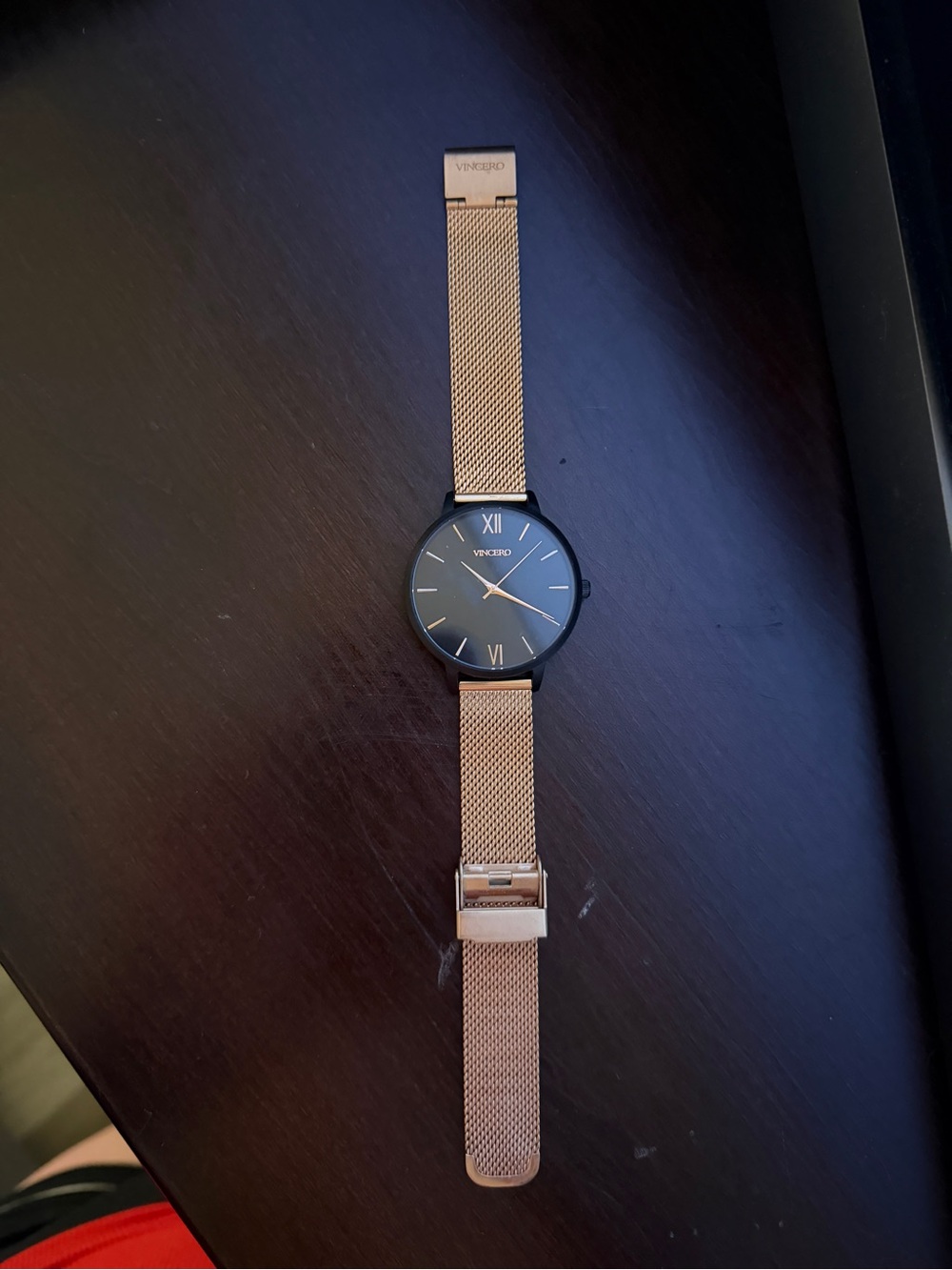 Vincero Women's Rose Gold Mesh Strap Watch - Black Dial